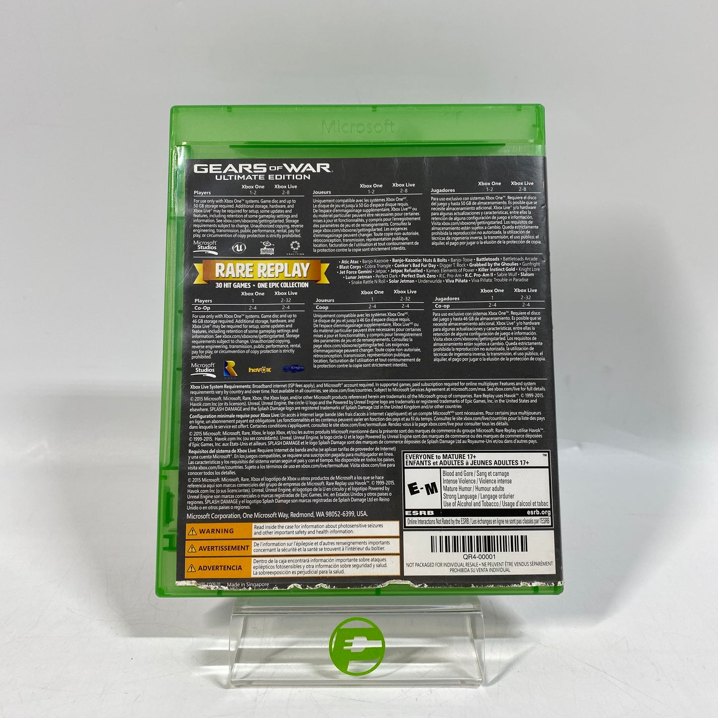 GEARS OF WAR ULTIMATE EDITION :RARE REPLAY DISC NOT INCLUDED (Microsoft Xbox One