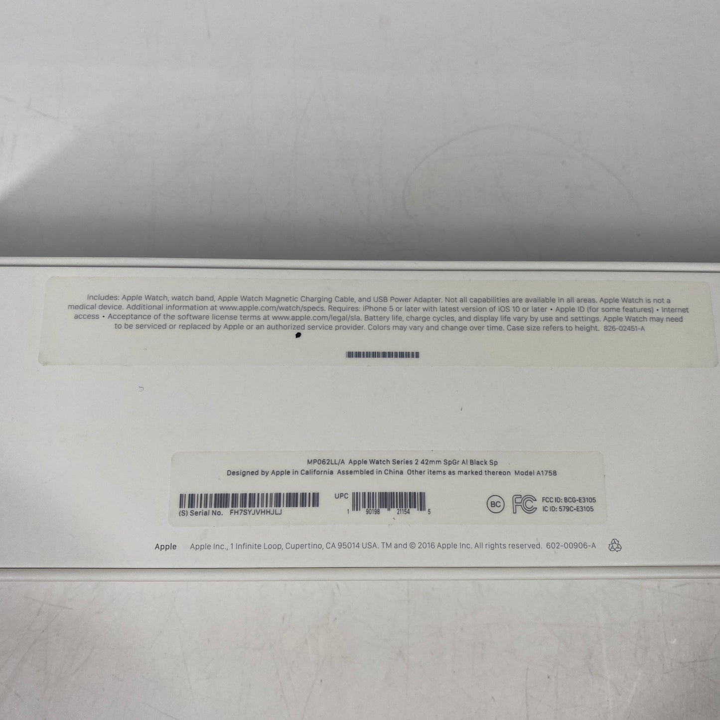 GPS Only Apple Watch Series 2 42MM Space gray Aluminum Black Sport Band A1758