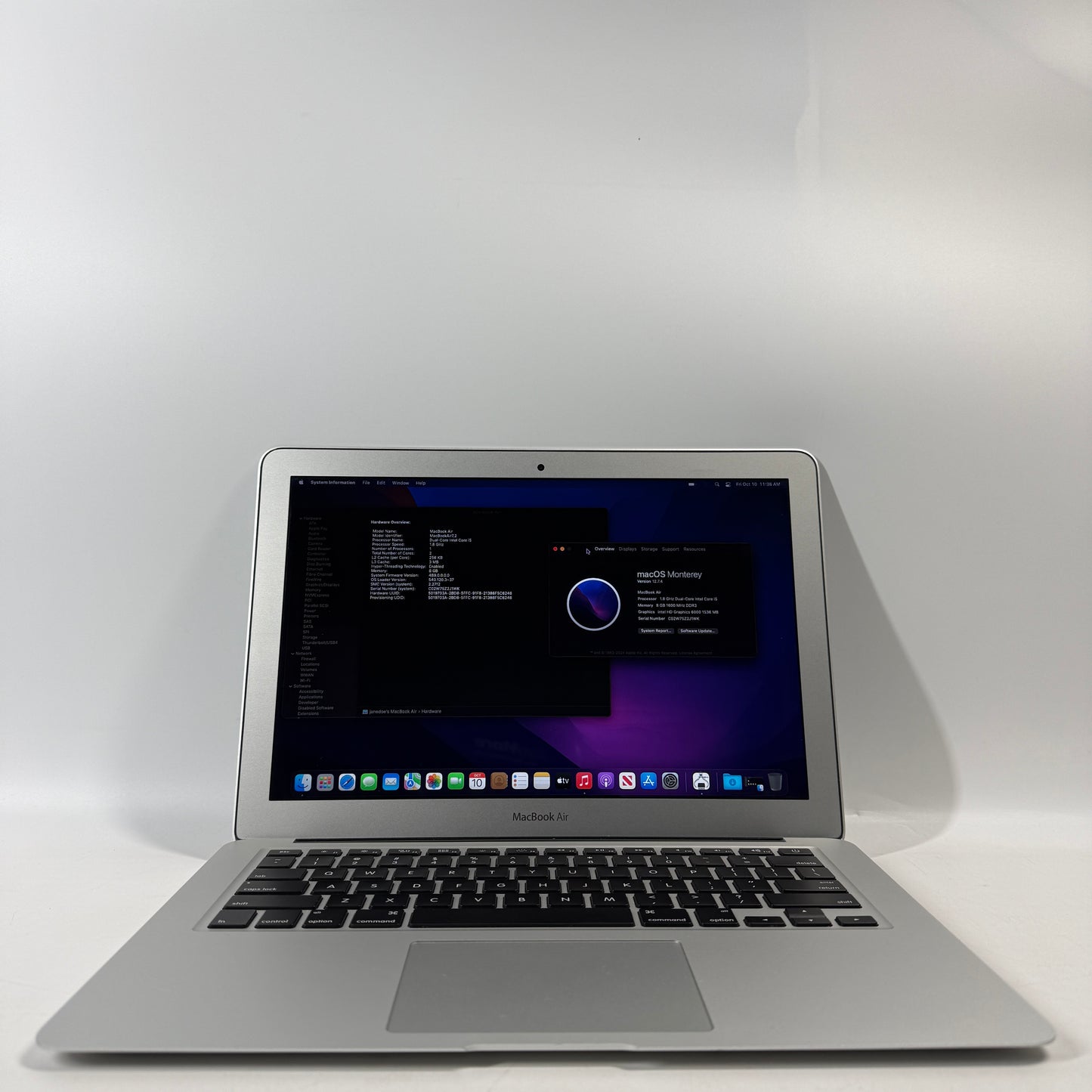 2017 Apple MacBook Air 13.3" i5 1.8GHz 8GB RAM 128GB SSD Silver A1466
