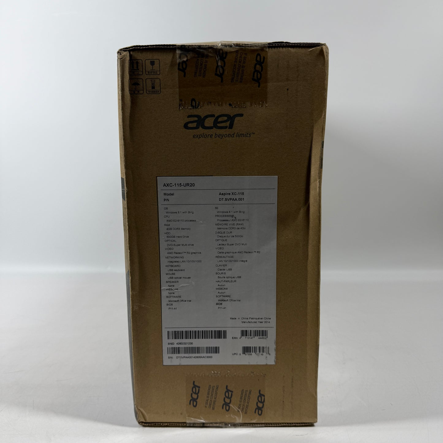 New Acer Aspire XC-115 E2-6110 1.50GHz 4GB RAM 500GB HDD AMD Radeon R2 PC