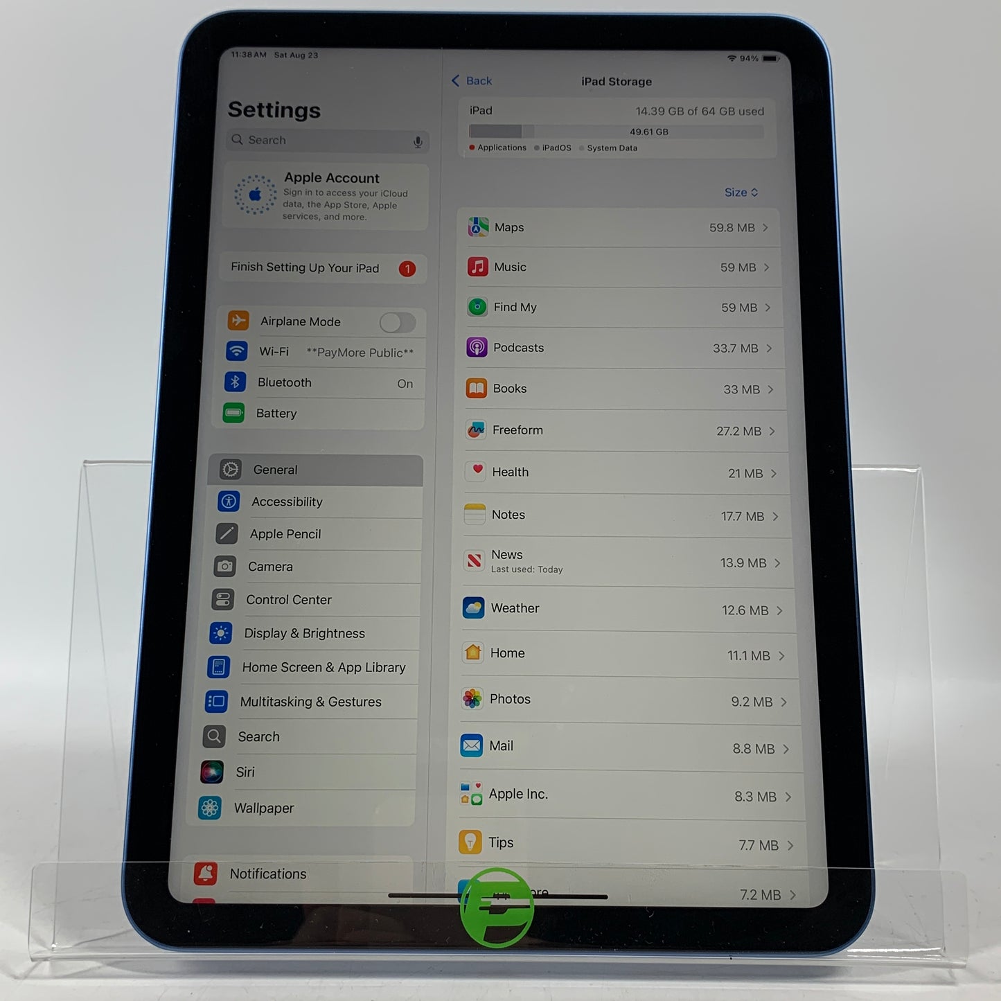 WiFi Only Apple iPad 10th Gen 64GB Blue MPQ13LL/A