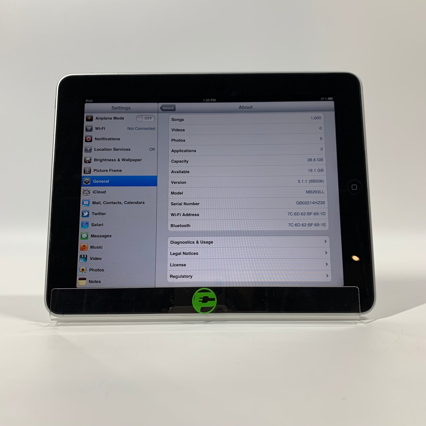 WiFi Only Apple iPad 1st Gen 32GB Silver MB293LL