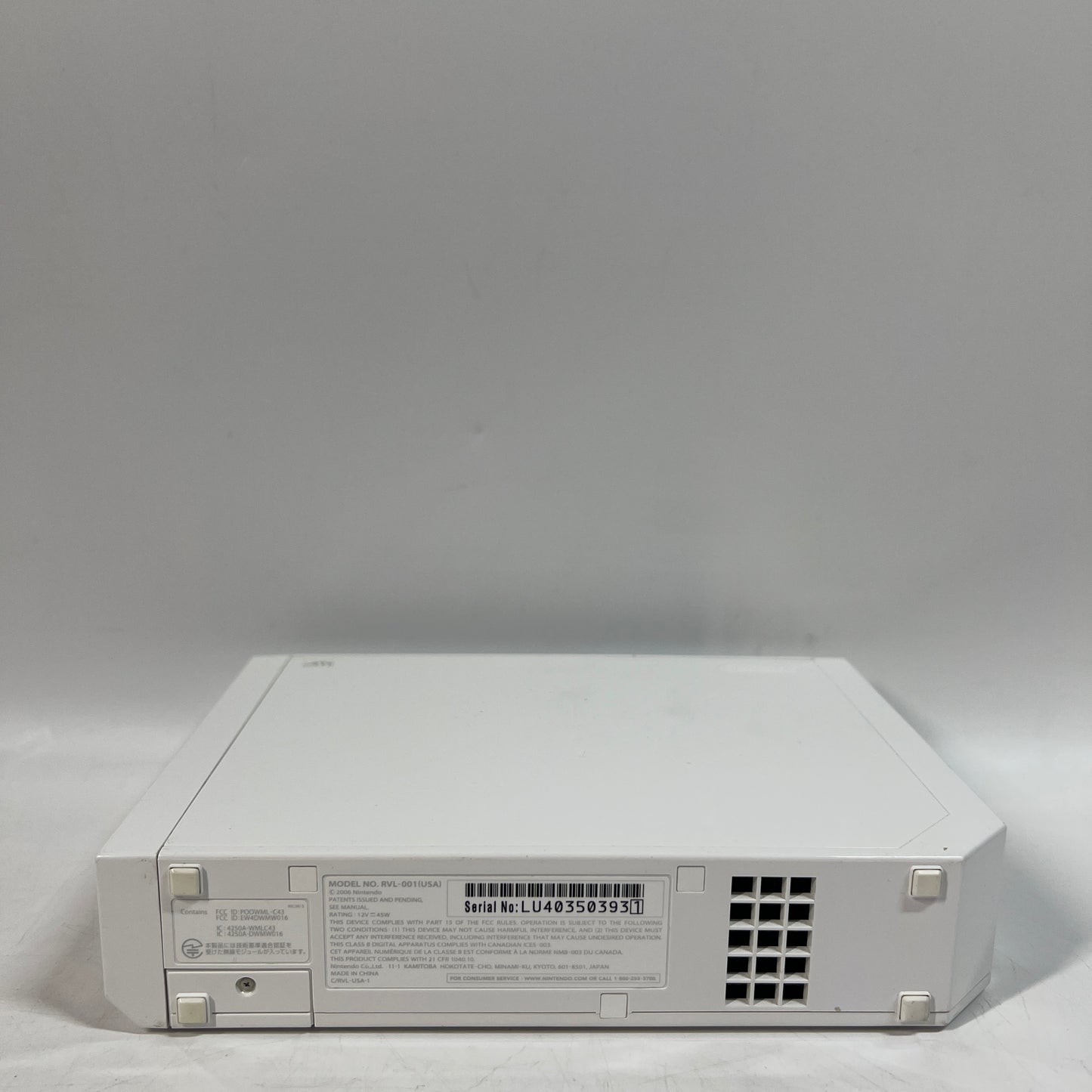 Nintendo Wii Video Game Console RVL-001 White