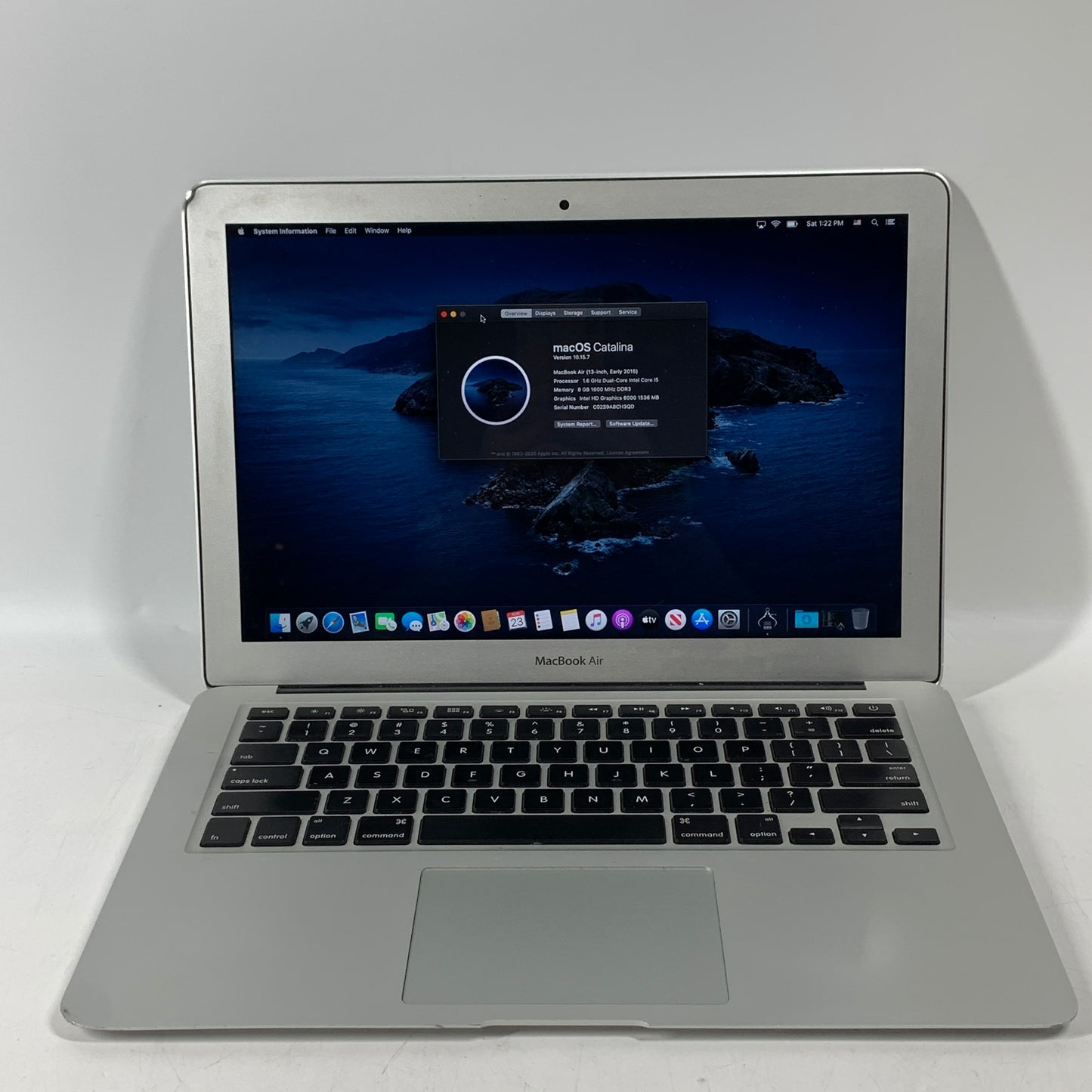 2017 Apple MacBook Air 13.3" i5 1.6GHz 8GB RAM 128GB SSD Silver A1466