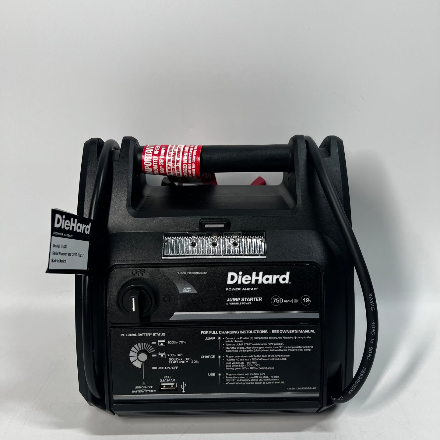 DieHard Automatic 12 V 750 amps Battery Jump Starter & Portable Power 71686