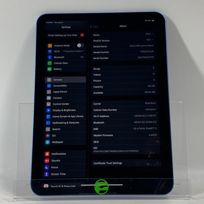 T-Mobile Apple iPad 10th Gen 64GB Blue MQ6K3LL/A