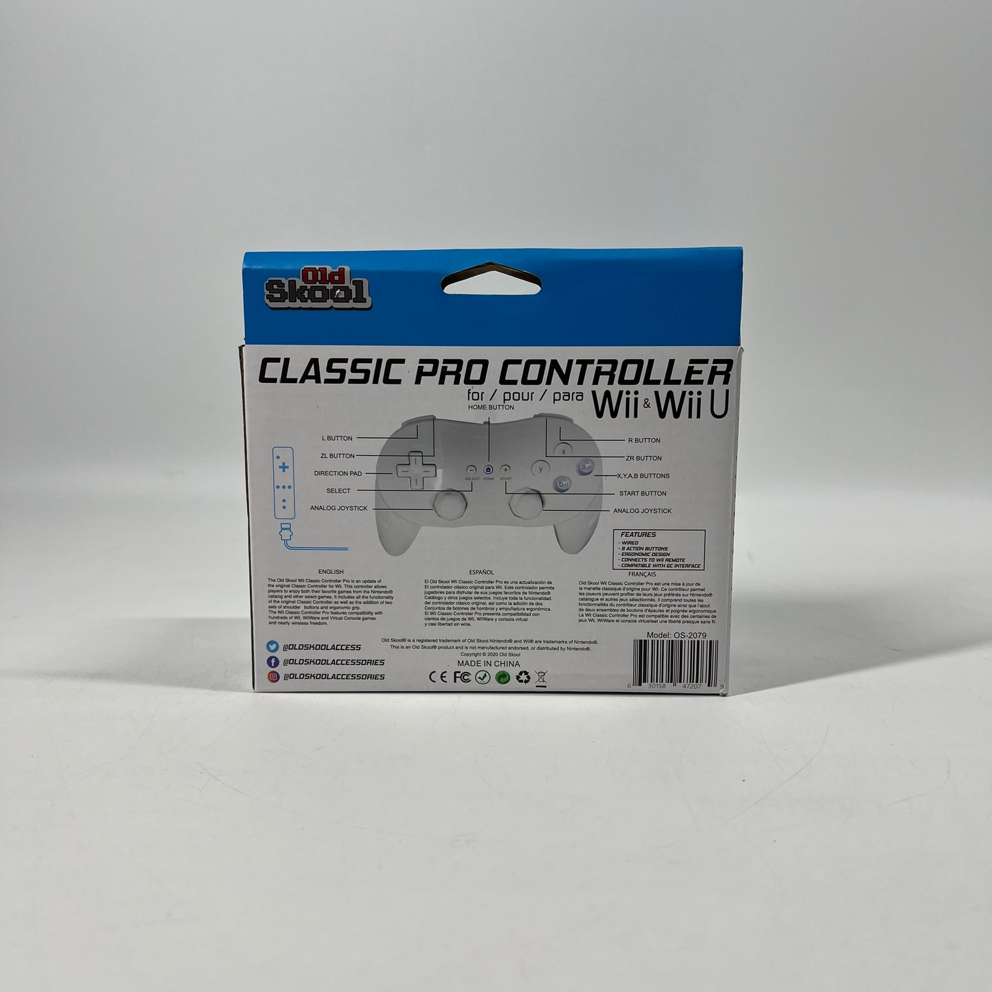 New Old Skool Classic Pro Controller OS-2079 White