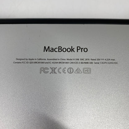 2014 Apple MacBook Pro 15" i7 2.2GHz 16GB RAM 256GB SSD Silver A1398