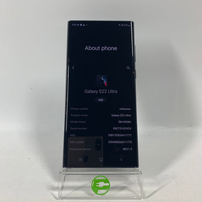Spectrum Samsung Galaxy S22 Ultra 12GB RAM 256GB SM-S908U Absolute Black