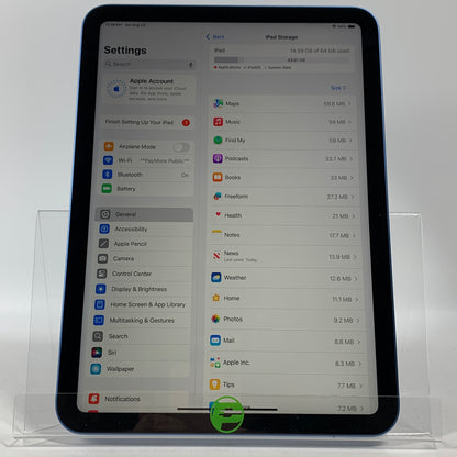 WiFi Only Apple iPad 10th Gen 64GB Blue MPQ13LL/A