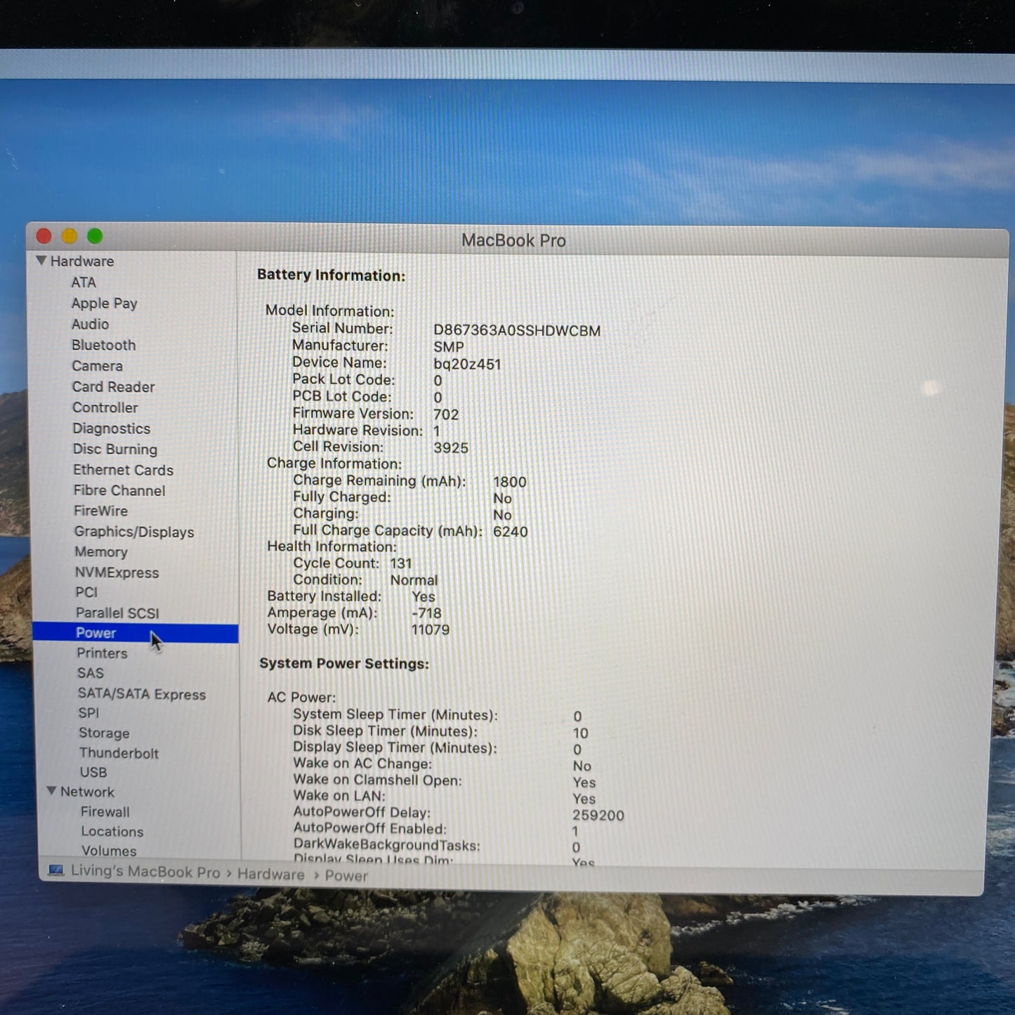 2018 Apple MacBook Pro 15" i7 2.2GHz 4GB RAM 256GB SSD Silver A1990