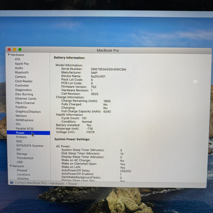 2018 Apple MacBook Pro 15" i7 2.2GHz 4GB RAM 256GB SSD Silver A1990
