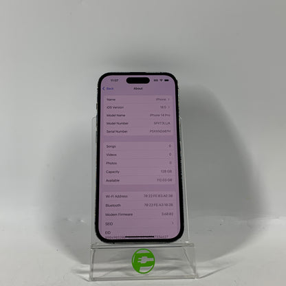 Unlocked Apple iPhone 14 Pro 128GB 18.5 Space Black 5PXT3LL/A