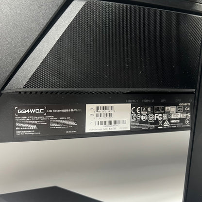 Gigabyte 34" G34WQC QHD IPS 144Hz Curved Gaming Monitor